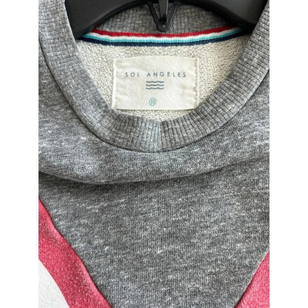 Anthropologie Sol Angeles Sweatshirt Pullover Size XS‎ Gray Multi Stripe Vintage